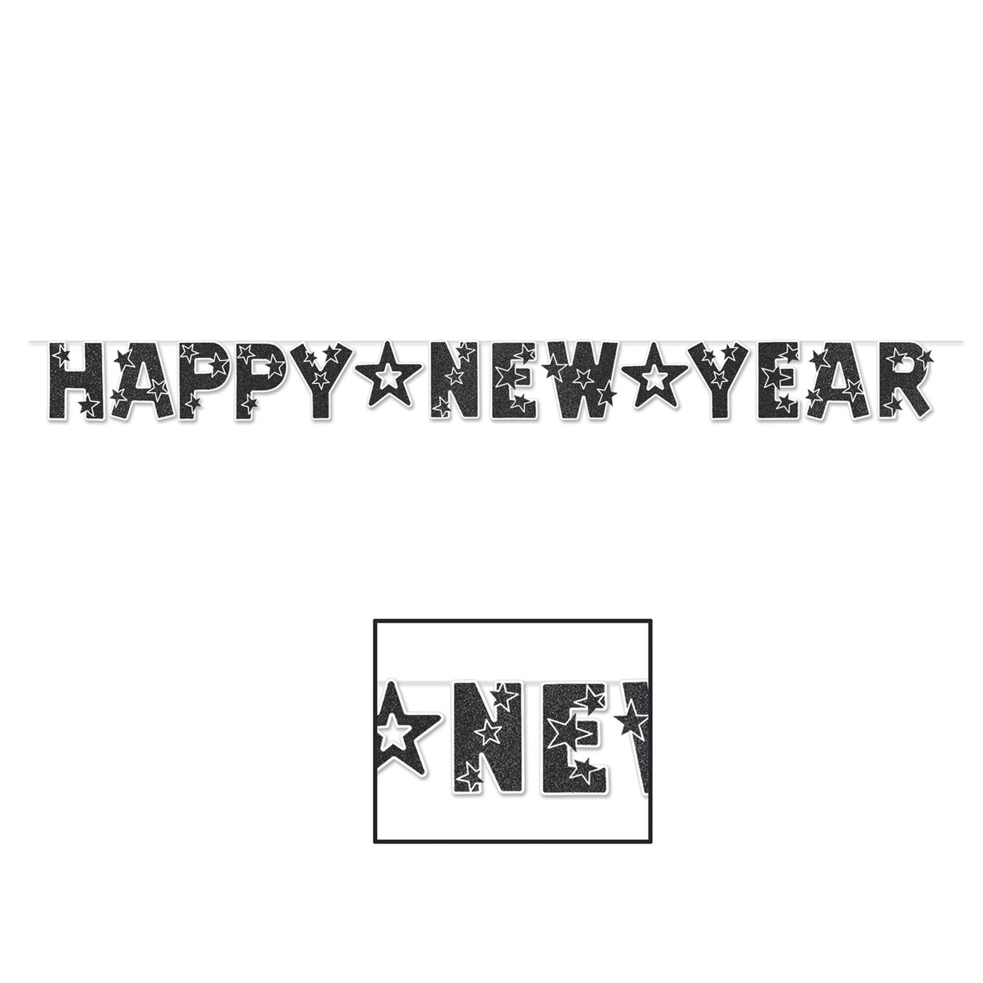 Beistle 8ft. Black & White Happy New Year Glittered Streamer